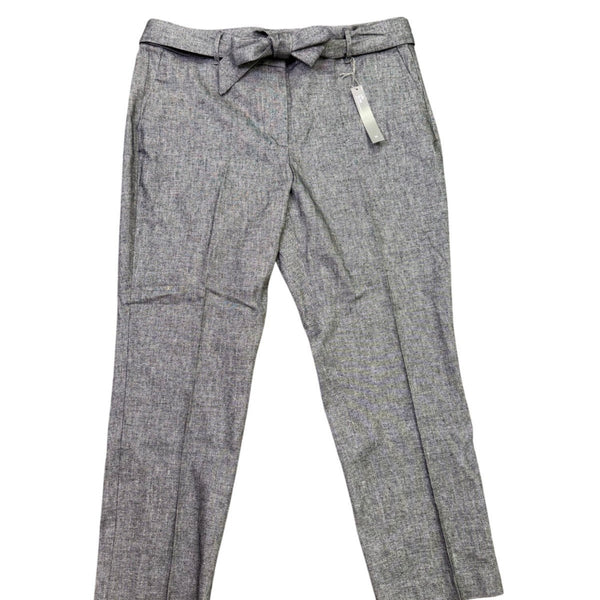 Loft Womens Gray Linen Blend Tapered Pants Tie Waist High Rise Size 16