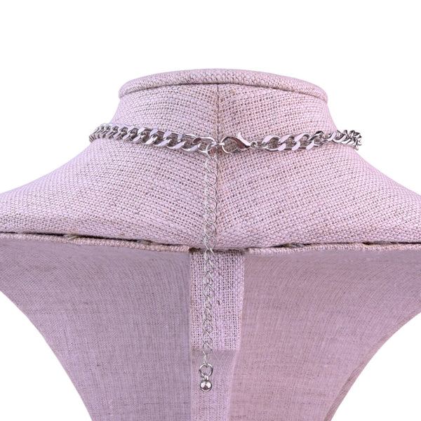Sterling Steel Womens Silver Tone Choker Necklace Toggle Clasp Chain Adjustable