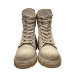 Steve Madden Women’s Beige Leather Lace-Up Zanet Combat Ankle Boots Size 9M