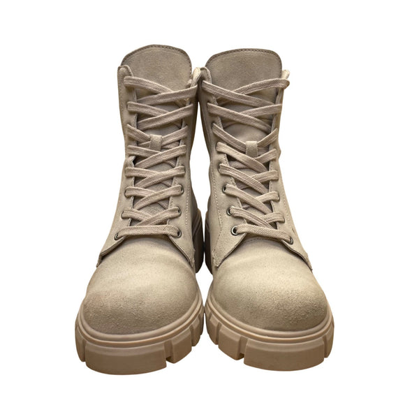 Steve Madden Women’s Beige Leather Lace-Up Zanet Combat Ankle Boots Size 9M