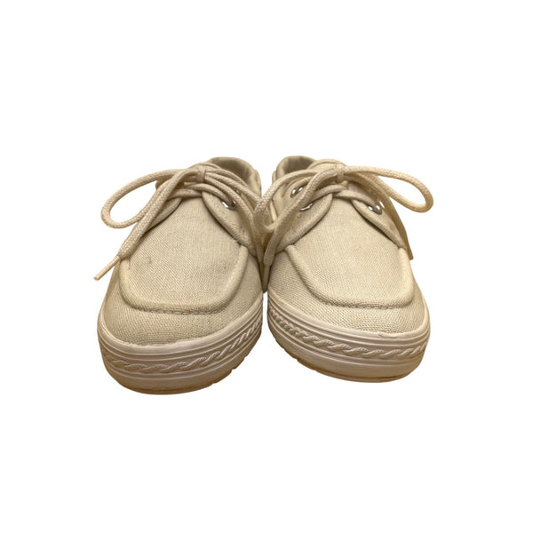 Keds Women’s Ivory Canvas Nautical Lace-Up Casual Top Siders Boat Shoes Size 5