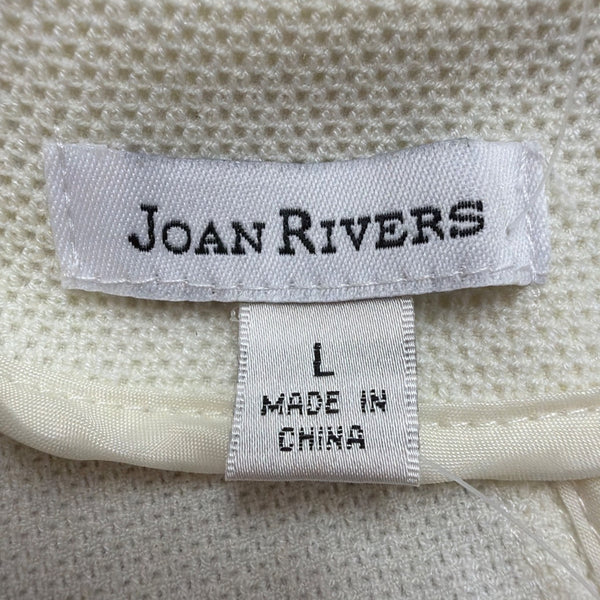 Joan Rivers Womens Ivory Blazer Jacket Large Textured Gold Button Design