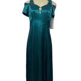 Scott McClintock Womens Teal Satin Short Sleeve Dress W/ Embellishment Size 8 Ne