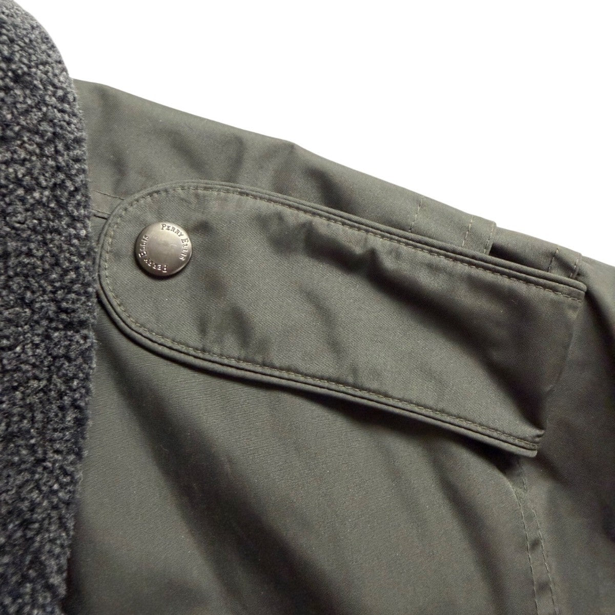 Perry Ellis Portfolio Mens Green Polyester Bomber Jacket Sherpa-Lined Collar Siz