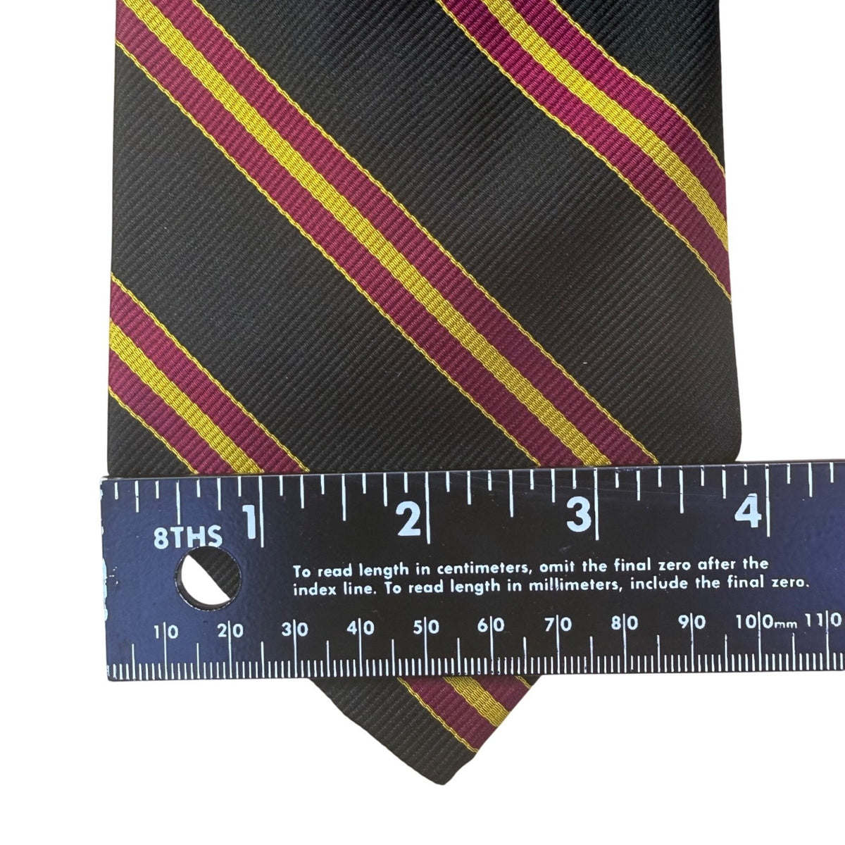 Polo Mens Navy Burgundy Gold Striped Silk Necktie Made In USA Elegant Business