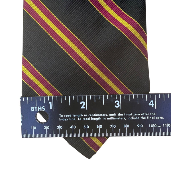 Polo Mens Navy Burgundy Gold Striped Silk Necktie Made In USA Elegant Business