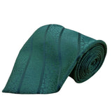 Golden Creation Mens Green Necktie Textured Striped Design 