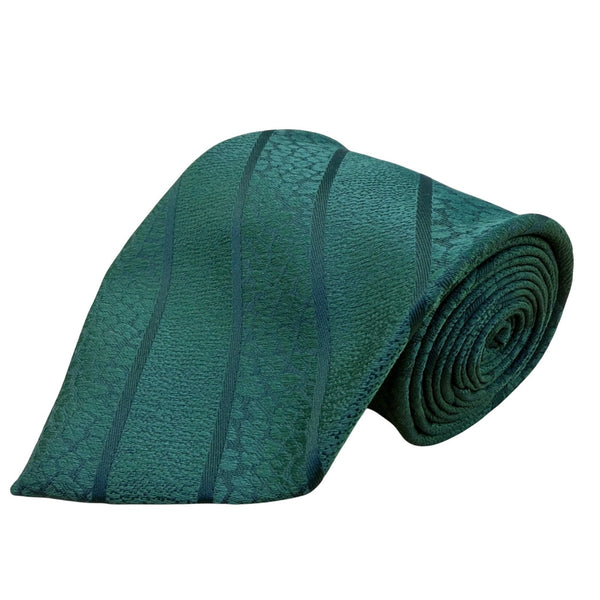 Golden Creation Mens Green Necktie Textured Striped Design 