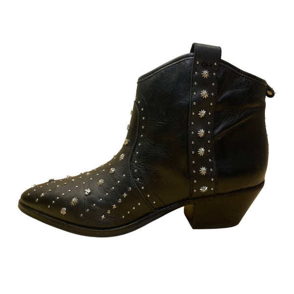 Sam Edelman Women’s Black Leather Studded Star Details Ankle Boots Size 7M