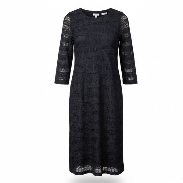 Chicos Womens Black Lace Dress Lined Elegant 3/4 Sleeve Size 2