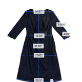 Kay Unger Womens Black Nylon Blend 3/4 Sleeve Embellished Wrap Midi Dress Size 1