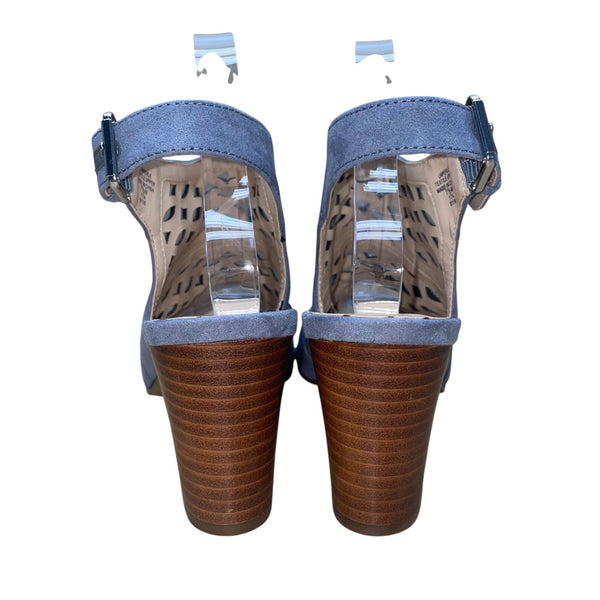 Unisa Women’s Blue Textile Cutout Back Buckle Heeled Perle Sandals Size 7.5M