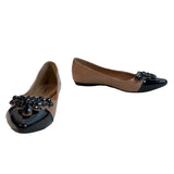 Scamboo Women's Tan Brown Black Rhinestone Flat Shoes Sz 35 - EUC