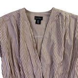 Nicole Miller Womens Brown White Stripe Cotton Wrap Dress Size XS