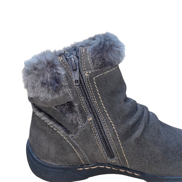 Bass Women’s Brown Suede Faux Fur Lined Zippered Closure Ankle Boots Size 7M