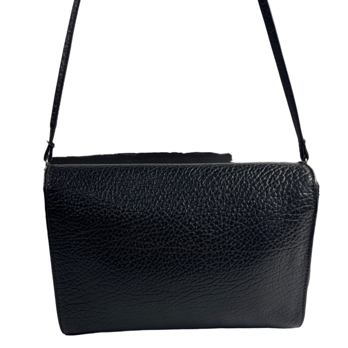 Desmo Women's Black Pebbled Leather Shoulder Crossbody Flap Bag Sz S