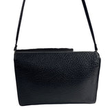 Desmo Women's Black Pebbled Leather Shoulder Crossbody Flap Bag Sz S