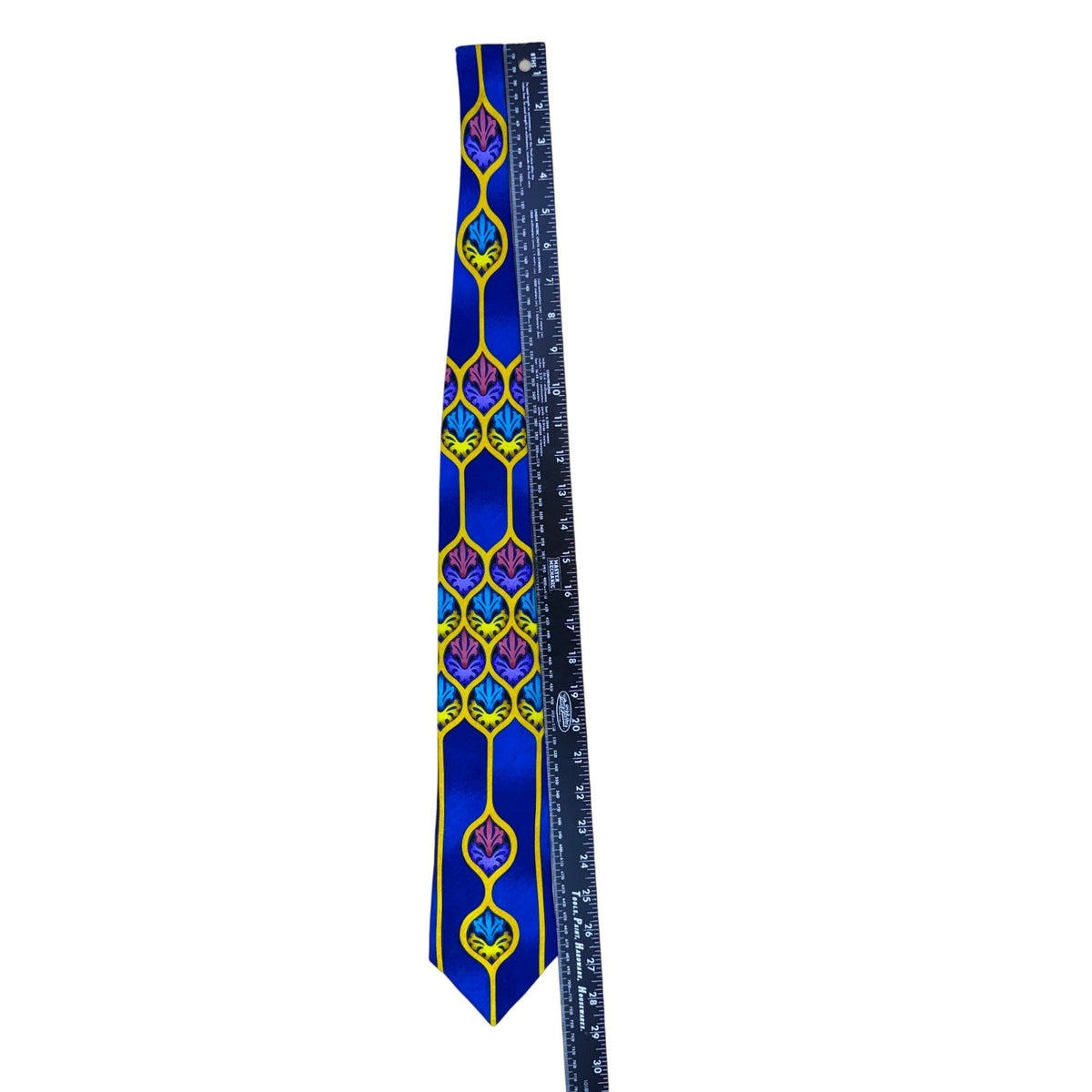 Rush Limbaugh No Bounderies Blue & Yellow Silk Geometric Pattern Necktie