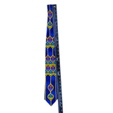 Rush Limbaugh No Bounderies Blue & Yellow Silk Geometric Pattern Necktie