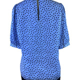 Ted Baker Womens Light Blue & Black Polka Dot Blouse Elegant Style Size 2