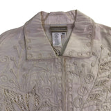 Coldwater Creek Womens Ivory 100% Silk Embroidered Long Sleeve Jacket Size S