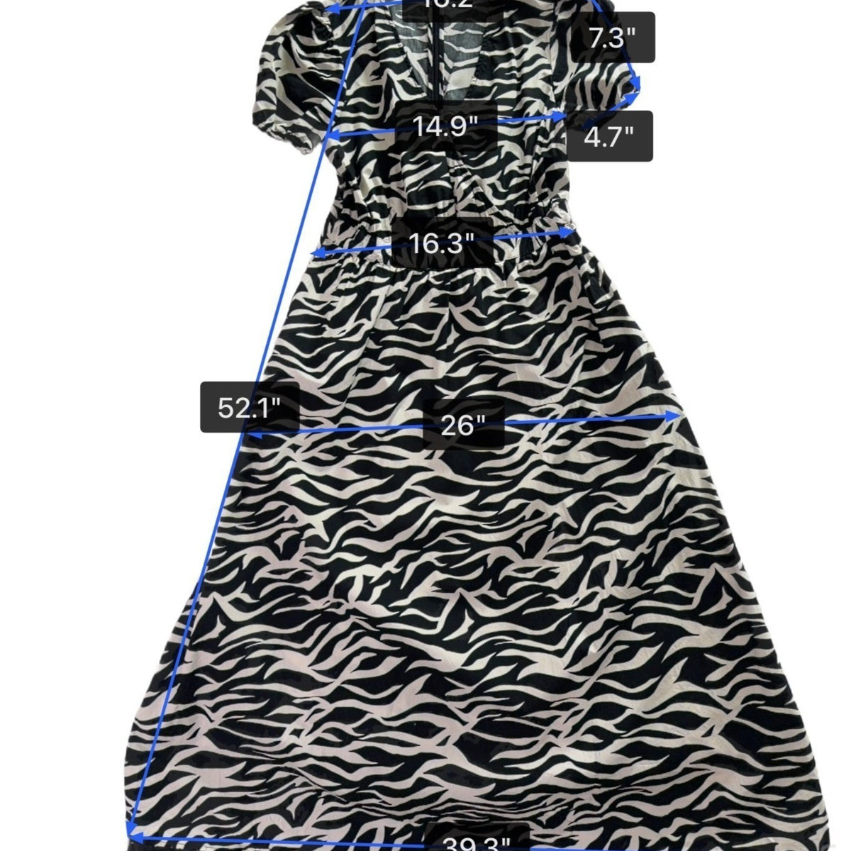 Who What Wear Womens Black & White Zebra Print Midi Dress Short Sleeve Sz M