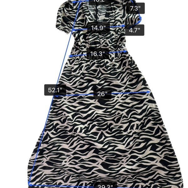 Who What Wear Womens Black & White Zebra Print Midi Dress Short Sleeve Sz M