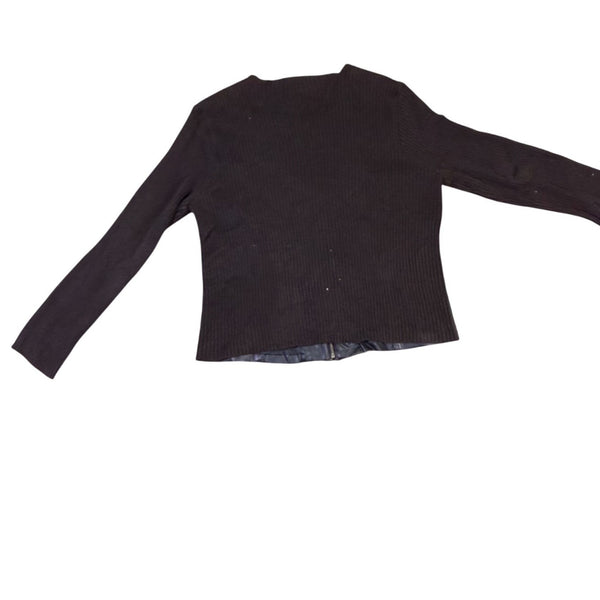 George Ladies Black Faux Leather & Knit Jacket With Zip Front Size L