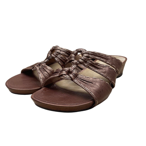 Umberto Raffini Women’s Copper Brown Leather Contessa Wedge Sandals Size 41