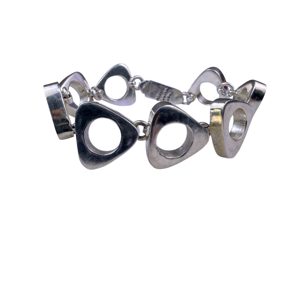 Modernist Mexican Sterling Silver Bracelet TC-60 Geometric Open Circle Design