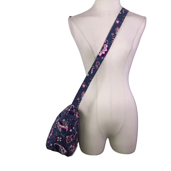 Vera Bradley Women’s Gray Quilted Floral Adjustable Strap Crossbody Bag