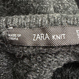 Zara Womens Dark Gray Knit Turtleneck Sweater Dress 3/4 Sleeve Wool Blend Size S