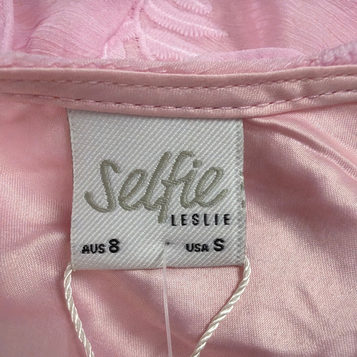 Selfie Leslie Womens Pink Embroidered Mini Dress With Flounce Sleeves Size S
