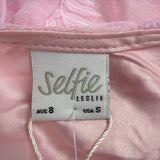 Selfie Leslie Womens Pink Embroidered Mini Dress With Flounce Sleeves Size S
