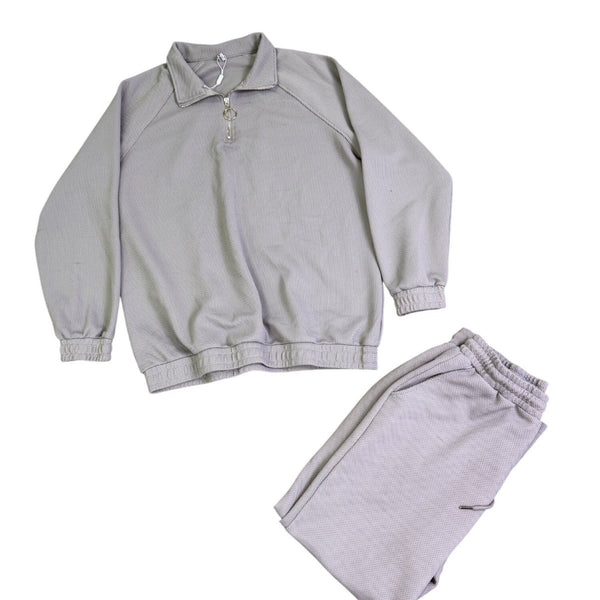 Coofandy  Womens Gray Tracksuit Zip Pullover & Elastic Waist Pants Size L