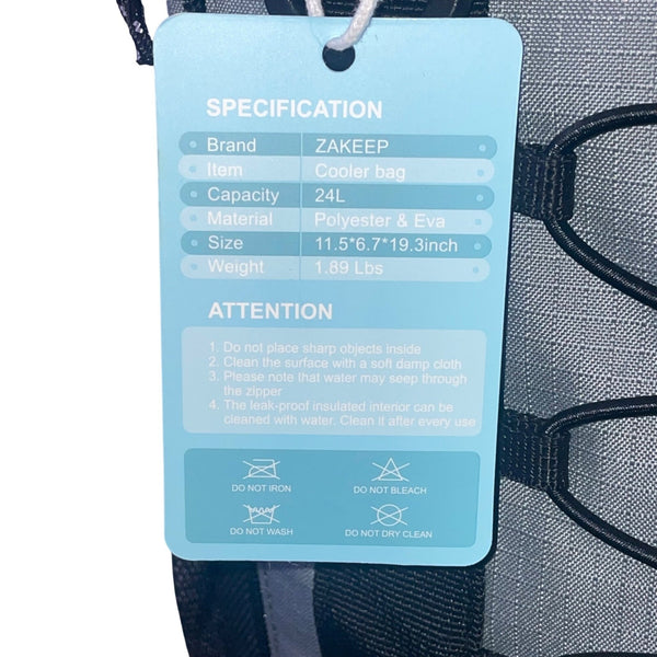 ZAKEEP Unisex Gray Polyester & EVA Insulated Cooler Backpack 24L Capacity