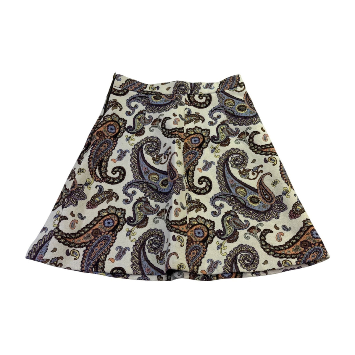 Zara Woman Multi-Color Cotton Blend Paisley Pattern A-Line Skirt Medium Size M