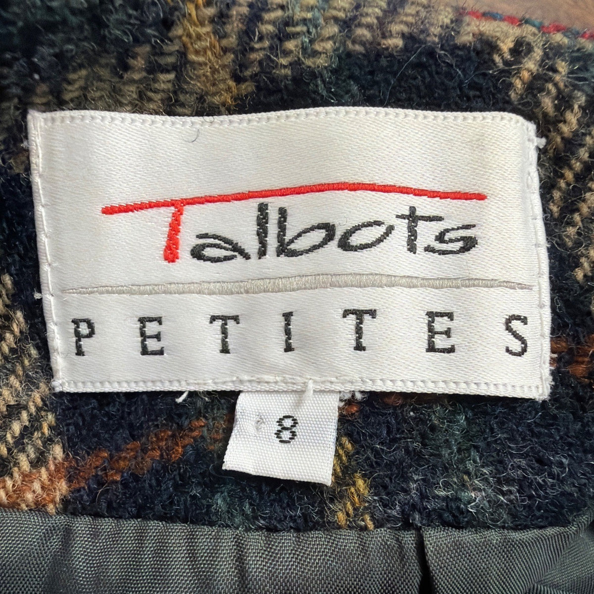 Talbots Womens Red & Green Plaid Wool Midi Skirt Button Accent Size 8 Petite