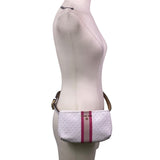 Michael Kors Women’s White Pink Signature Monogram three Stripe Belt Bag S/M