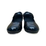 Linodes Big Kid Black Patent Easy Strap Tap Dance Shoes Size 4M