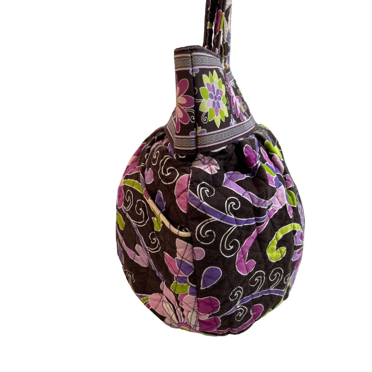 Vera Bradley Women's Black Flowered Multicolor Floral Shoulder Bucket Bag Sz M