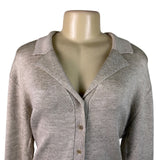 Jones New York Women Beige Silk Blend Button-Front Cardigan Sweater Size L