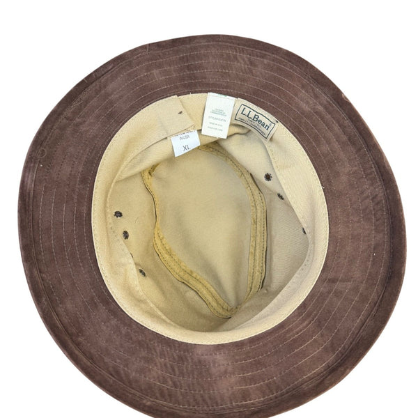 L.L.Bean Mens Brown Leather Safari-Style Hat Durable Outdoor Sun Hat