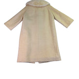 Adoria Kaufmanns Womens Beige Wool Coat Faux Fur Collar Button Closure Vintage
