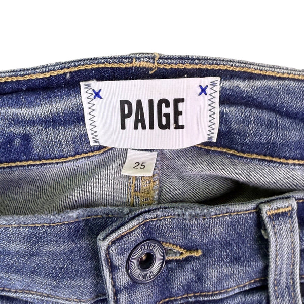 Paige Womens Straight Leg Mid-Rise Blue Denim Jeans Size 25
