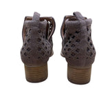 Jeffrey Campbell Women's Taupe Suede Cutout Western Block Heel Ankle Boots Sz 9