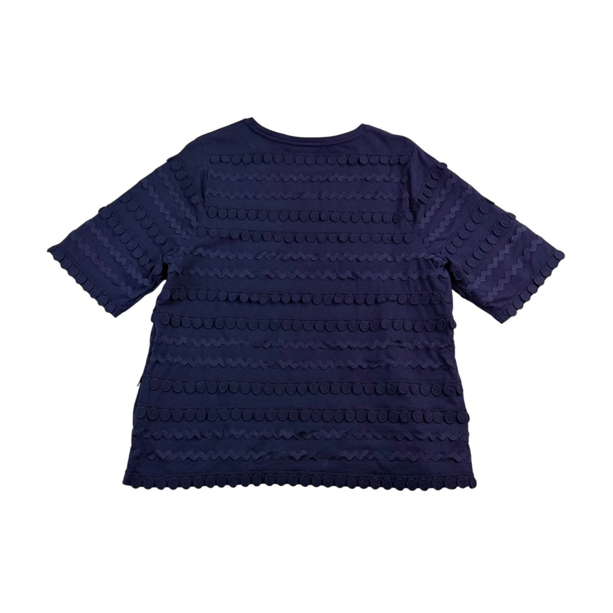 Chicos Womens Navy Cotton Blend Decorative Textured Top Size 1 USA M