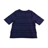 Chicos Womens Navy Cotton Blend Decorative Textured Top Size 1 USA M