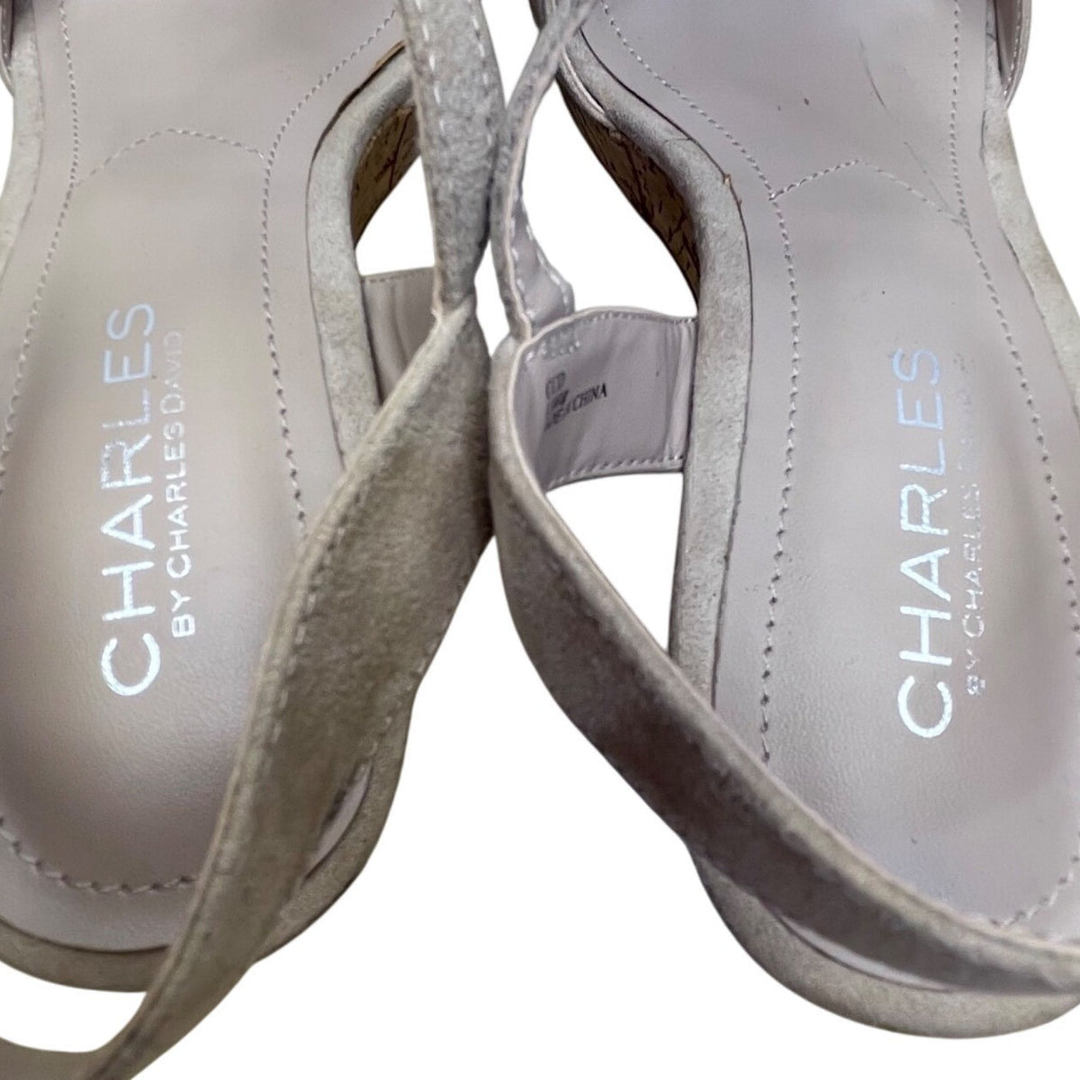 Charles David Women’s Brown Suede Strapped Open Toe Cork Wedge Sandals Sz 8.5M