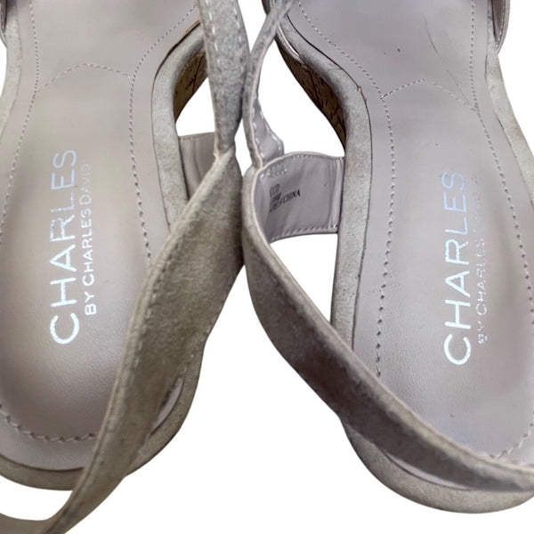 Charles David Women’s Brown Suede Strapped Open Toe Cork Wedge Sandals Sz 8.5M